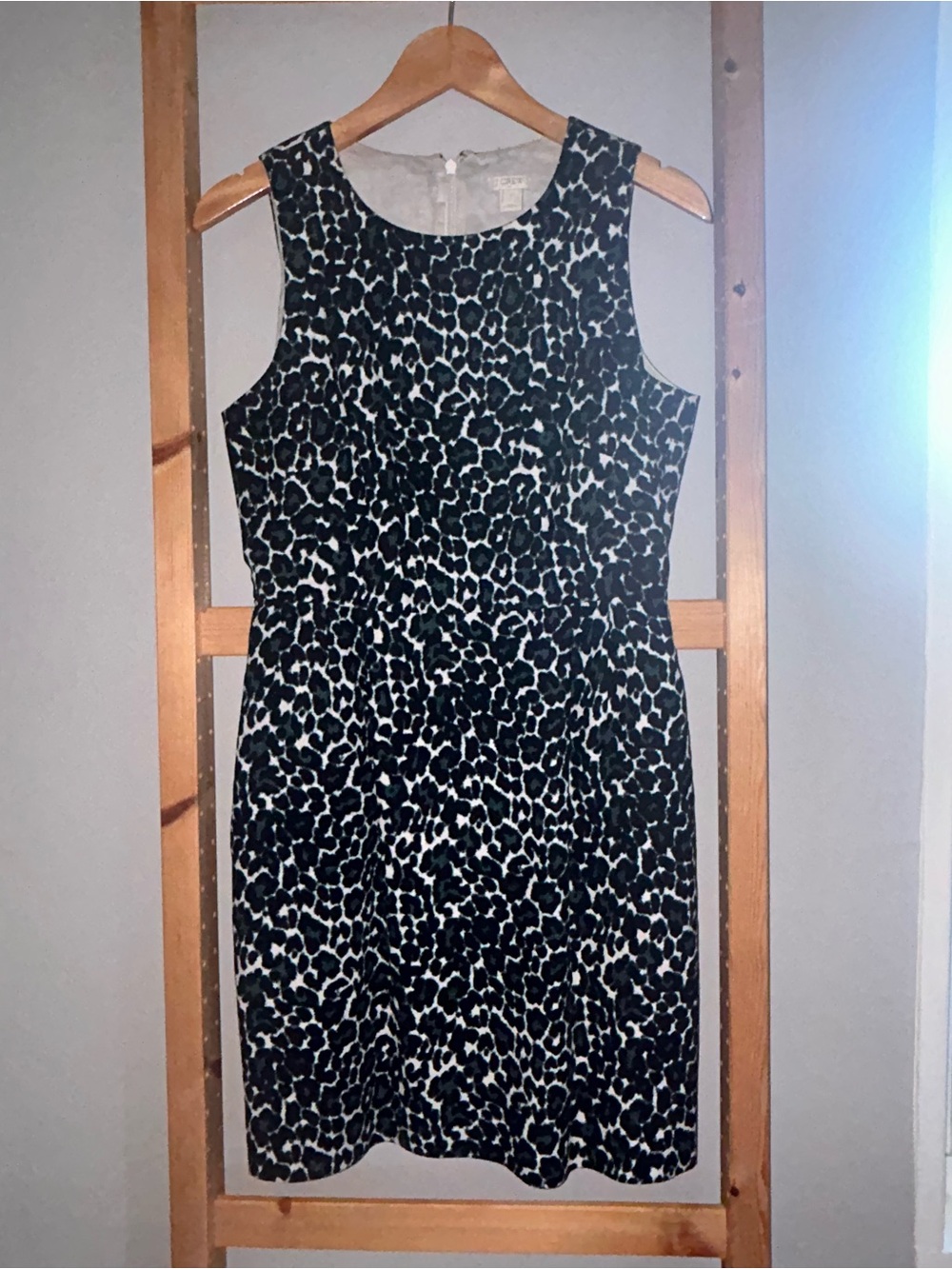 J. Crew Black and White Leopard-Print Sleeveless Mini Dress